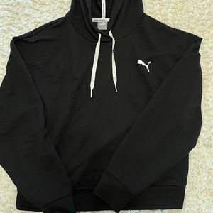 PUMA Black Oversized Crop Top Hoodie